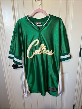 Majestic Green and White Boston Celtics Hardwood Classics Patch Jersey